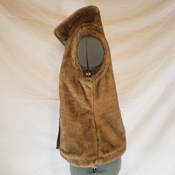 Vintage Y2K Womens Brown Faux Rabbit Fur Vest M - Picture 5 of 9